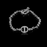 10mm Single-Link Bracelet with Diamonds in 18K white gold