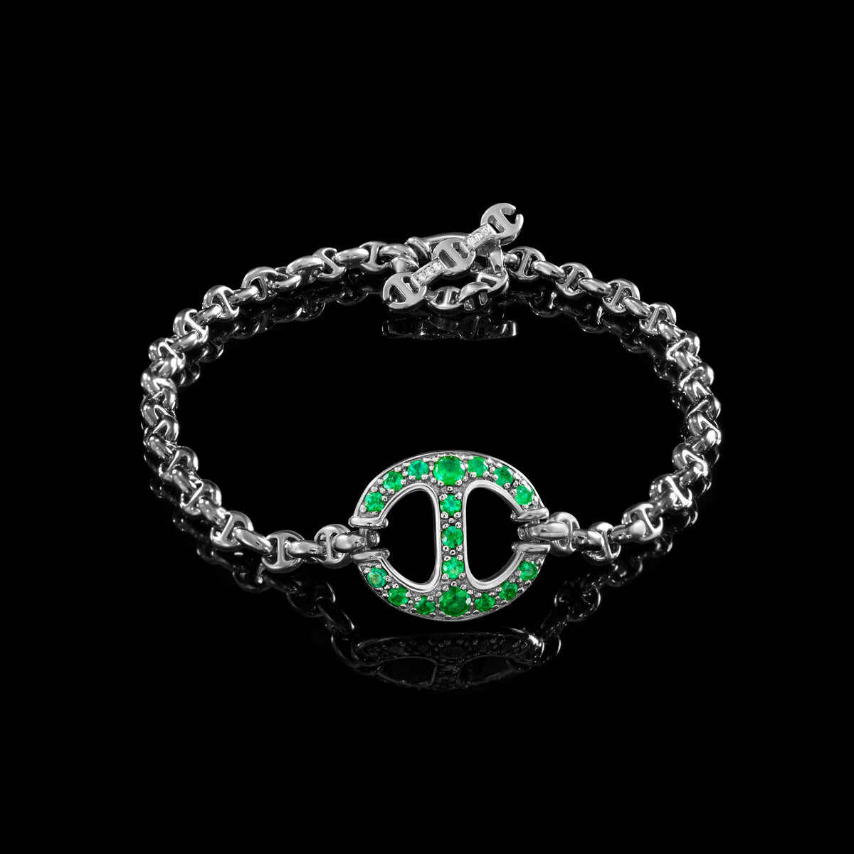 14mm Single-Link Bracelet with Diamonds (Emeralds, Rubies, Blue Sapphires) in 18K gold, view 9