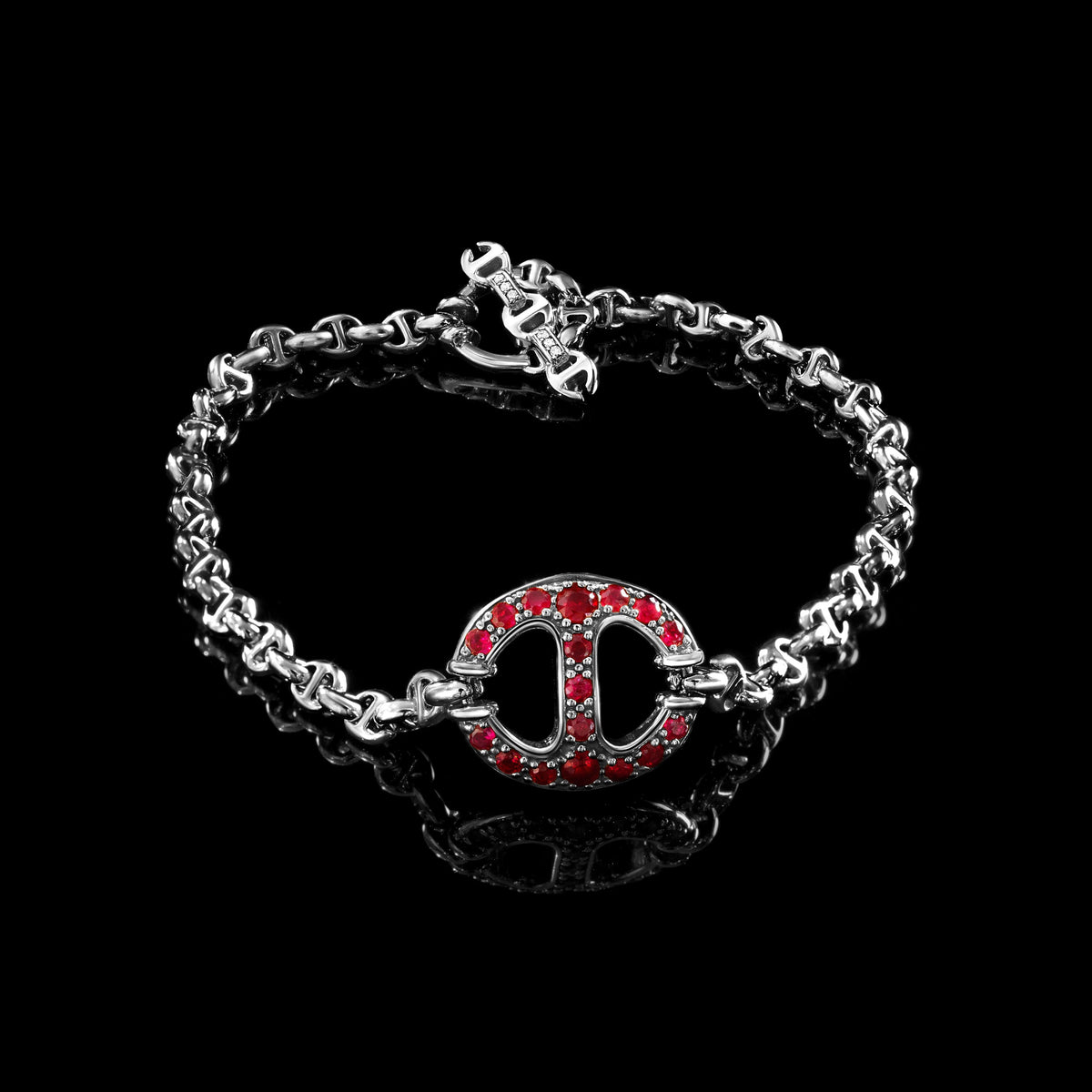 14mm Single-Link Bracelet with Diamonds (Emeralds, Rubies, Blue Sapphires) in 18K gold, view 10
