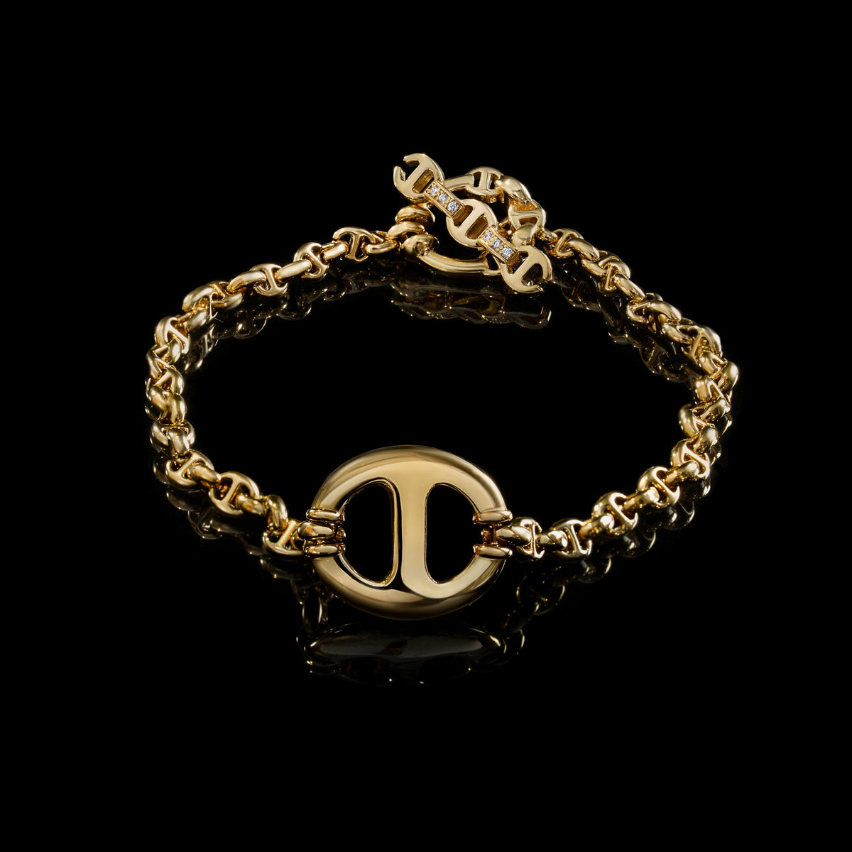 14mm Single-Link Bracelet in 18K yellow gold by HOORSENBUHS®