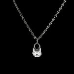 30mm Lock pendant in sterling silver, hanging