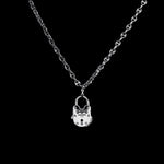 30mm Lock pendant in 18K white gold, hanging