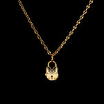 30mm Lock pendant in 18K yellow gold, hanging