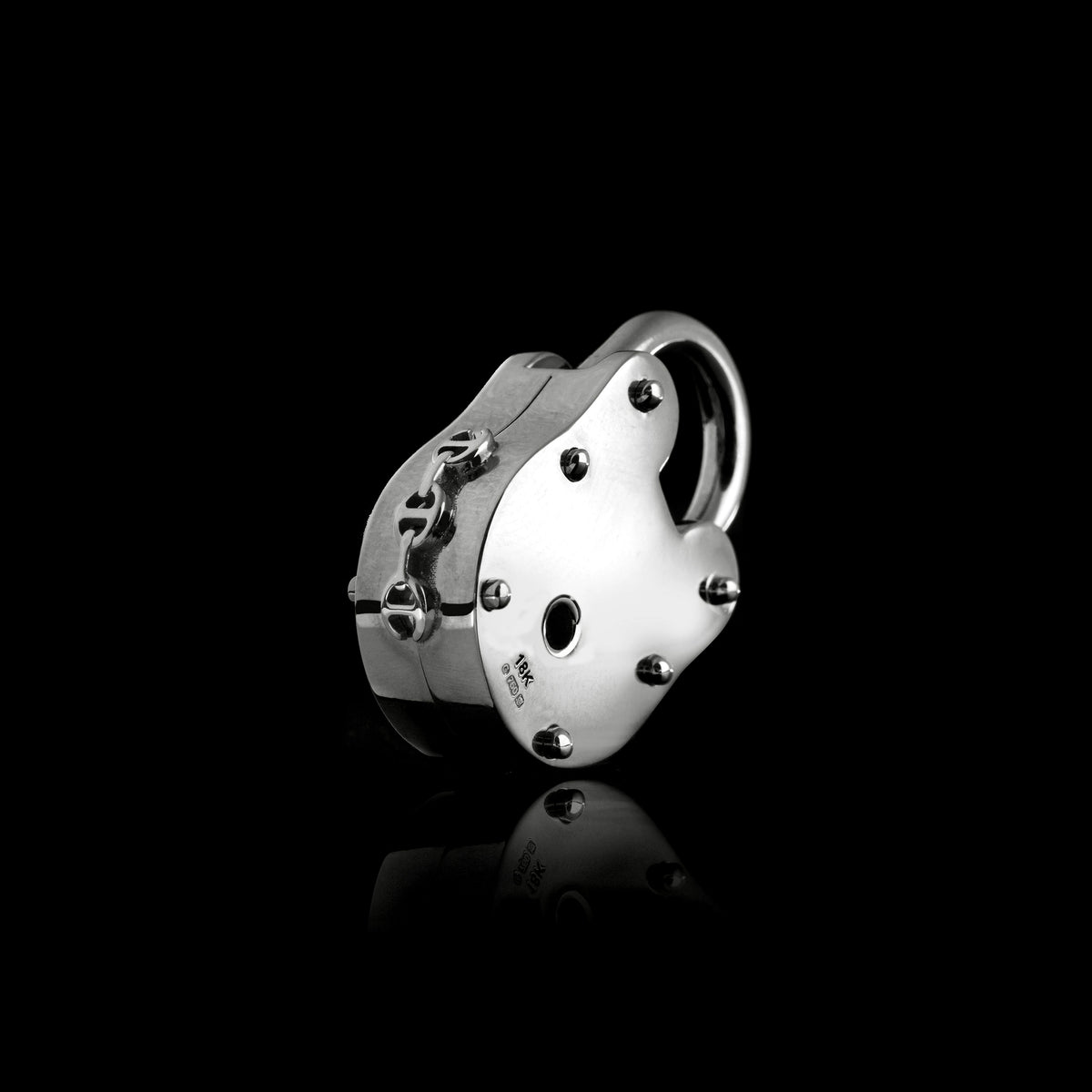 35mm Lock pendant in sterling silver, back view