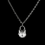 35mm Lock pendant in sterling silver, hanging
