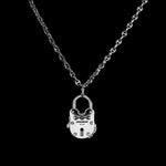 35mm Lock pendant in 18K white gold, hanging