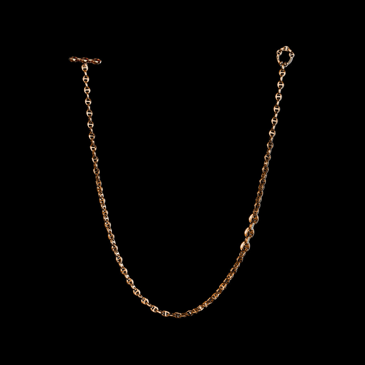 3mm Open-Link™ Necklace with Diamond Pendant - 16" in 18K rose gold, back view