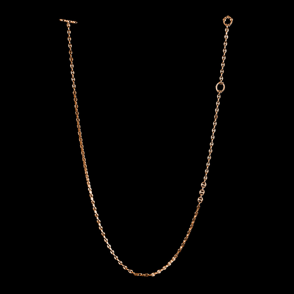 3mm Open-Link™ Necklace with Diamond Pendant - 30" in 18K rose gold, back view