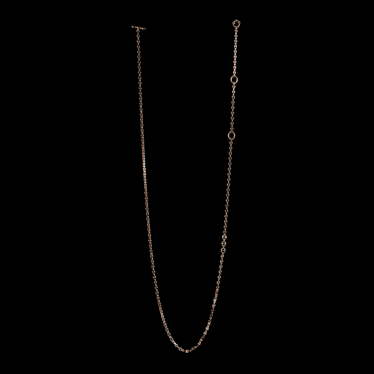 3mm Open-Link™ Necklace with Diamond Pendant - 42" in 18K rose gold, back view
