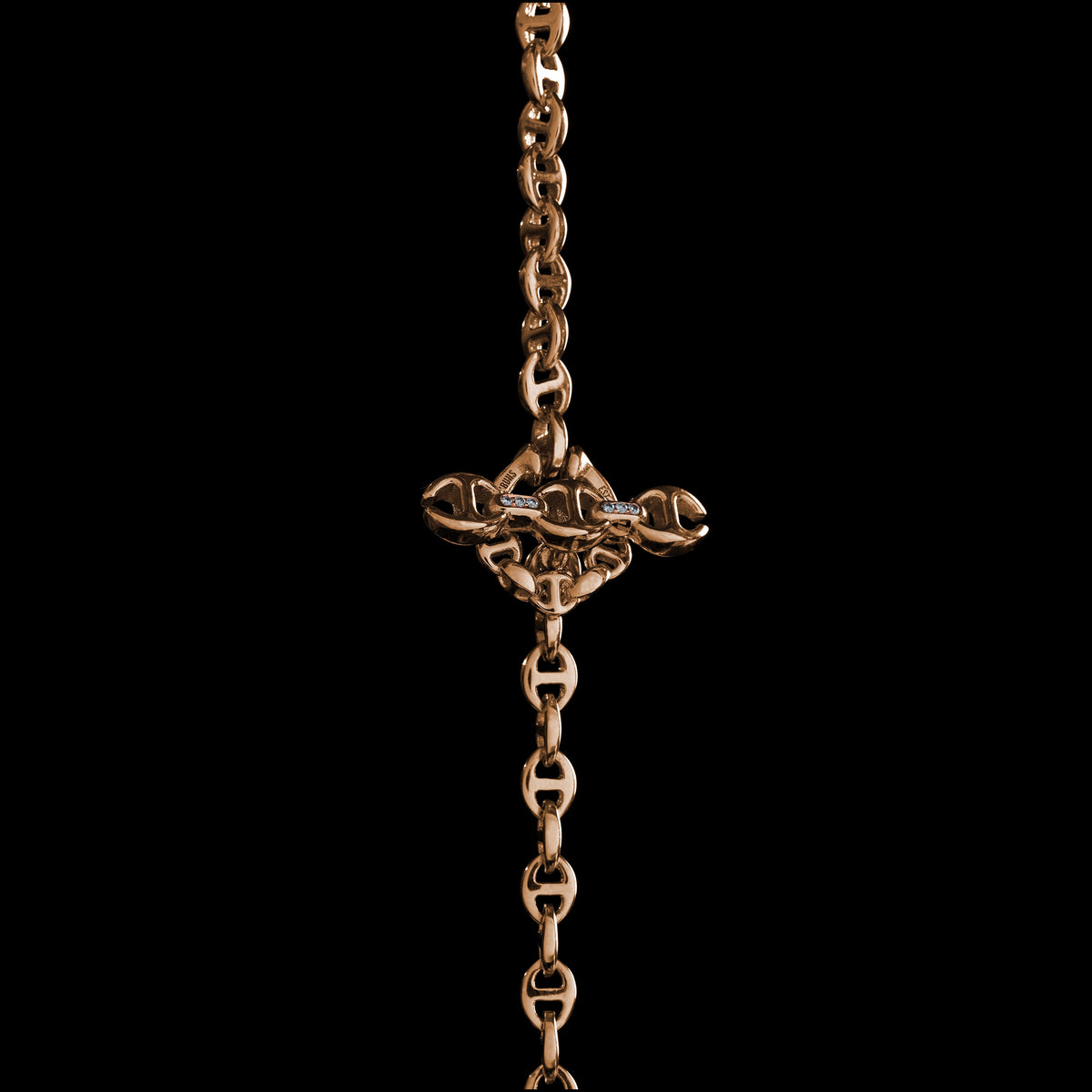 3mm Open-Link™ Necklace with Diamond Pendant - 30" in 18K gold, toggle closure detail, view 3