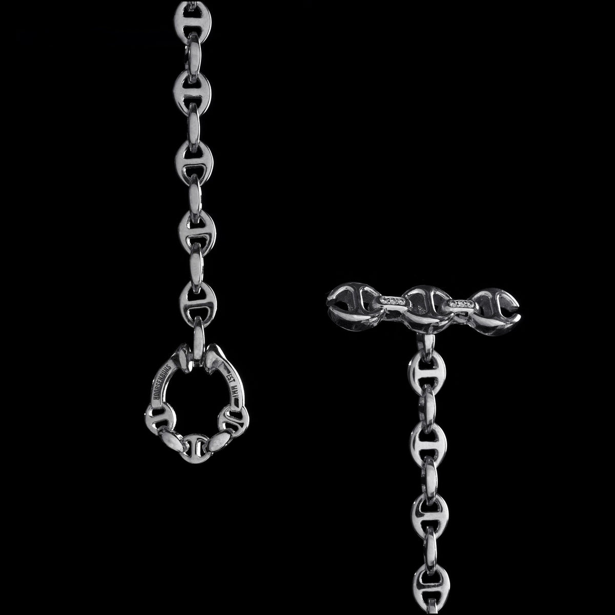 3mm Open-Link™ Necklace with Diamond Pendant - 26" in 18K gold, toggle closure detail, view 6