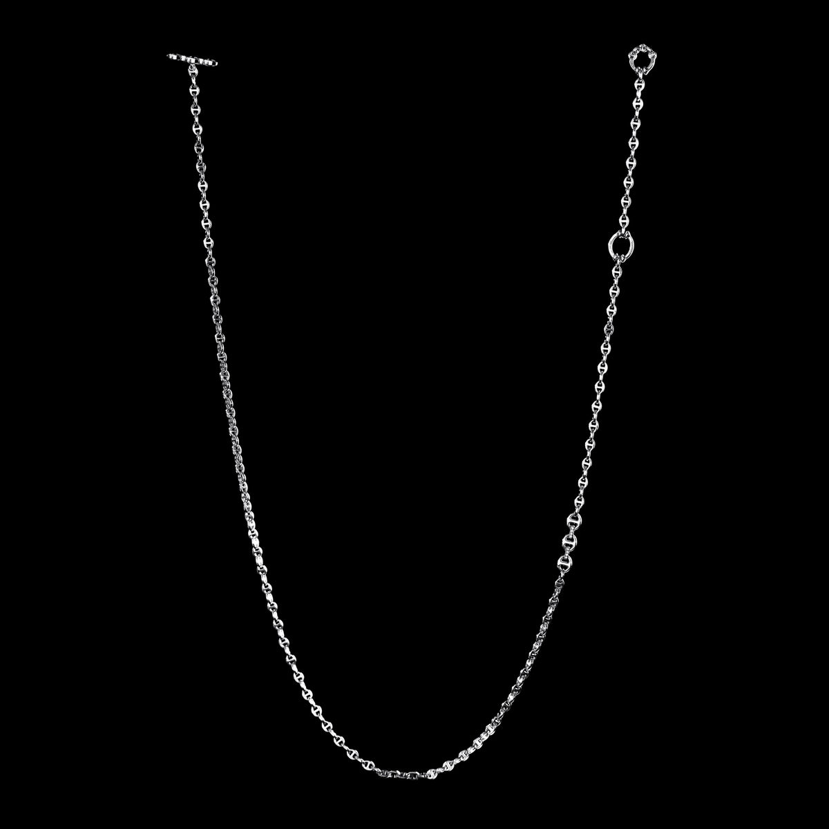 3mm Open-Link™ Necklace with Diamond Pendant - 30" in 18K white gold, back view