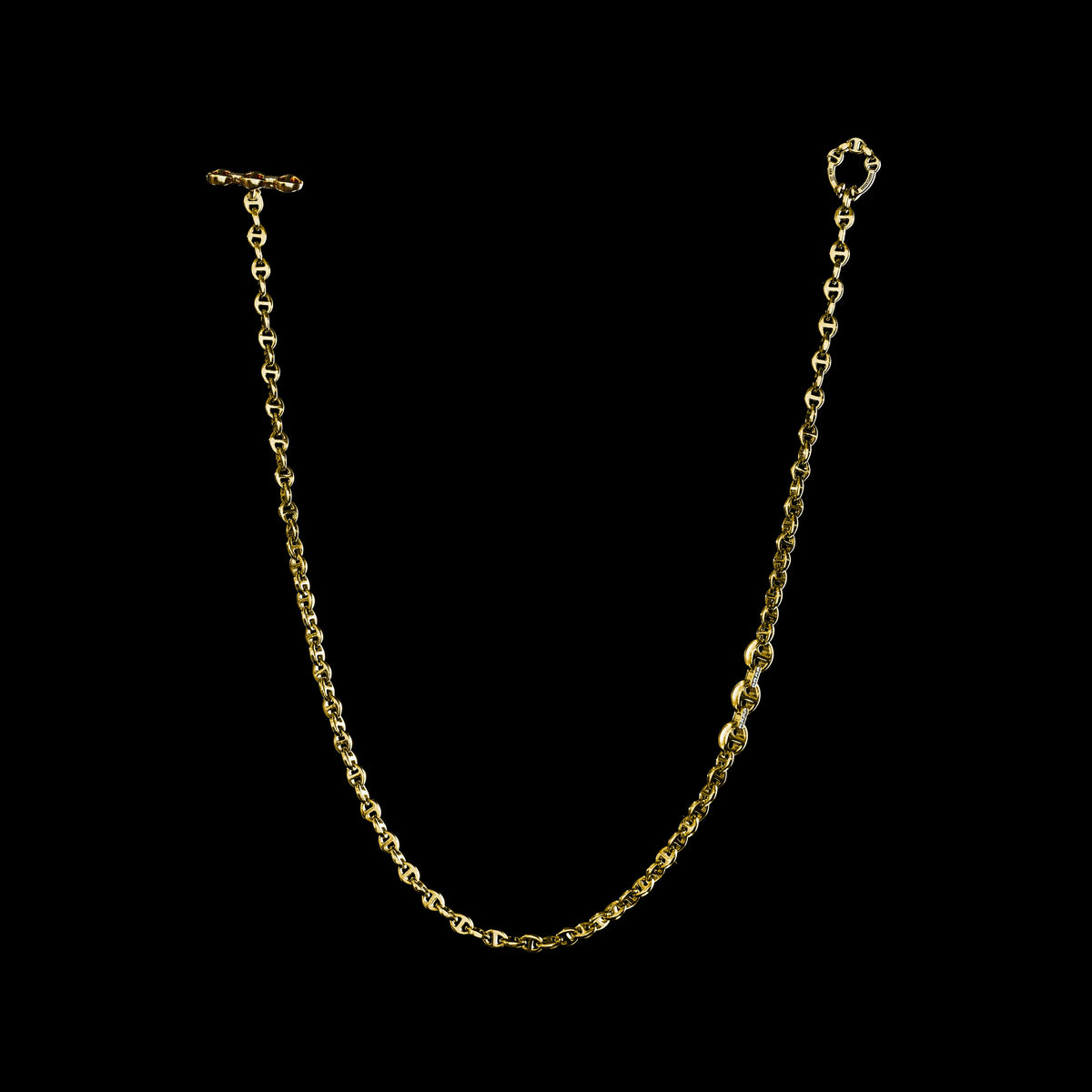 3mm Open-Link™ Necklace with Diamond Pendant - 16" in 18K yellow gold by HOORSENBUHS®, back view