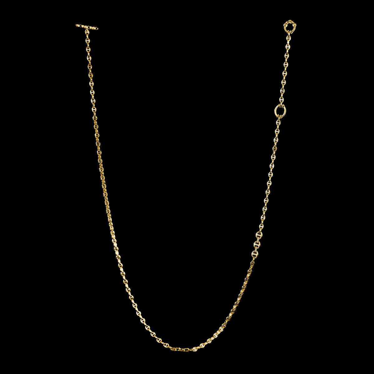 3mm Open-Link™ Necklace with Diamond Pendant - 30" in 18K yellow gold by HOORSENBUHS®, back view