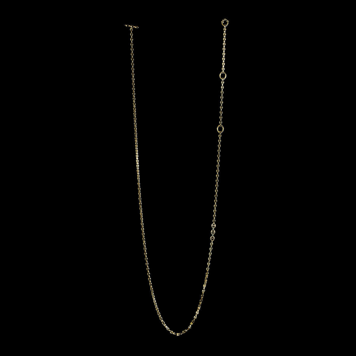 3mm Open-Link™ Necklace with Diamond Pendant - 42" in 18K yellow gold by HOORSENBUHS®, back view