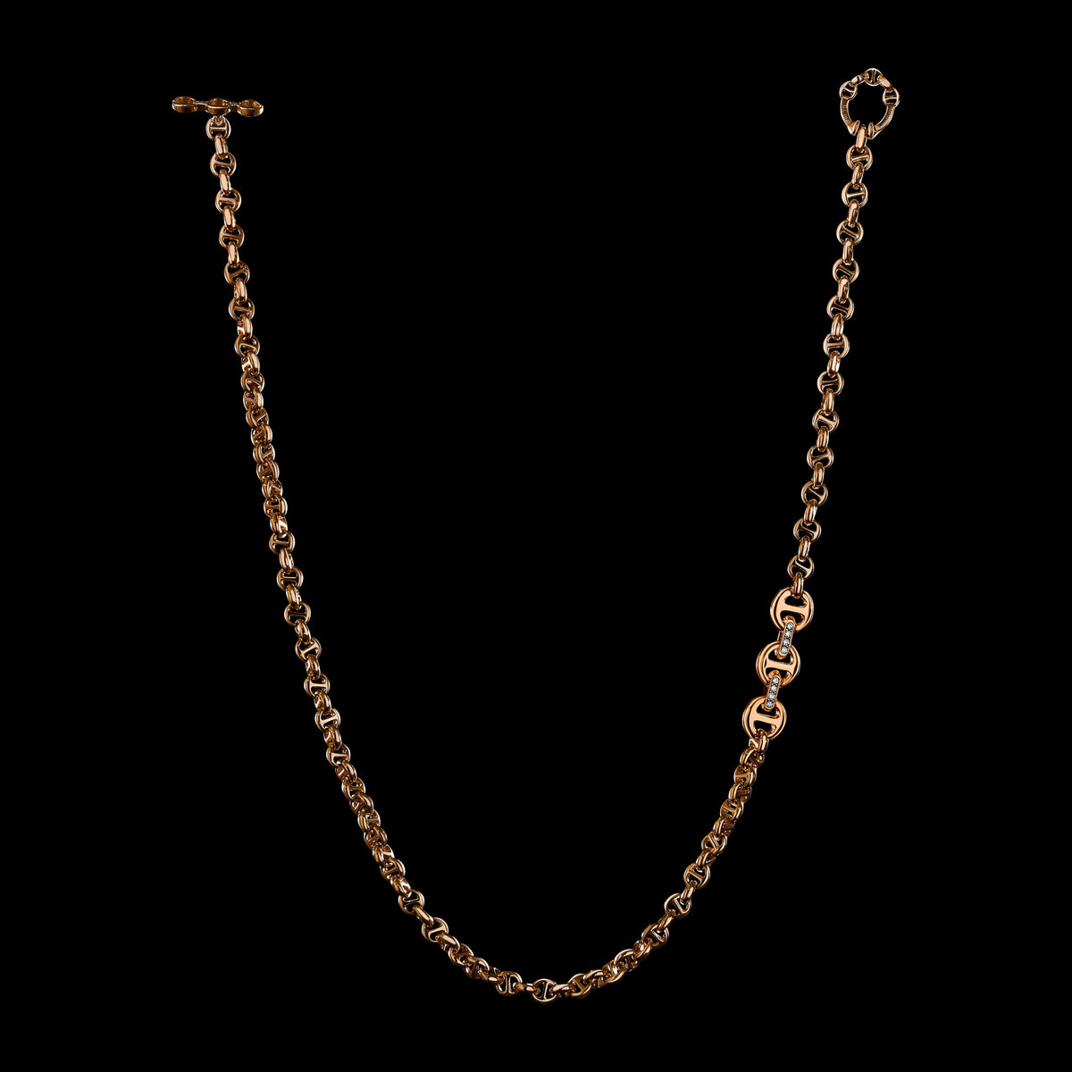 5mm Open-Link™ Necklace with Diamond Pendant - 22" in 18K rose gold, back view