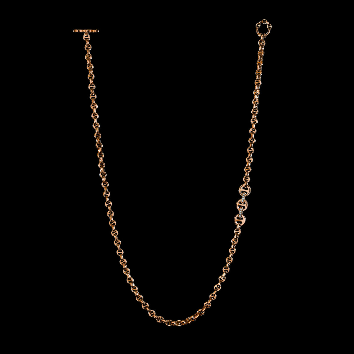 5mm Open-Link™ Necklace with Diamond Pendant - 26" in 18K rose gold, back view