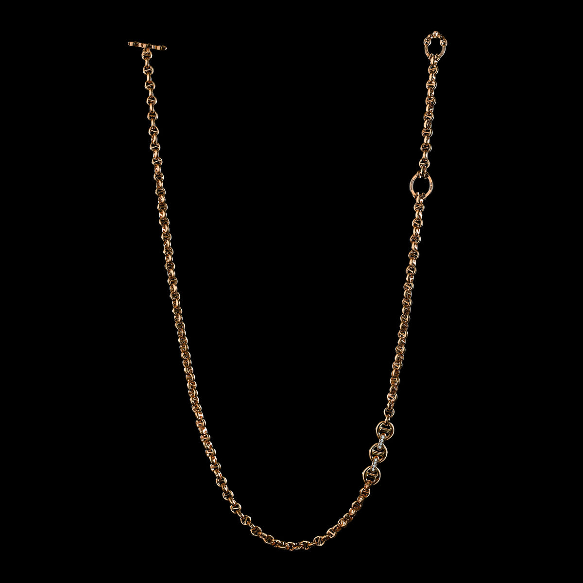 5mm Open-Link™ Necklace with Diamond Pendant - 30" in 18K rose gold, back view