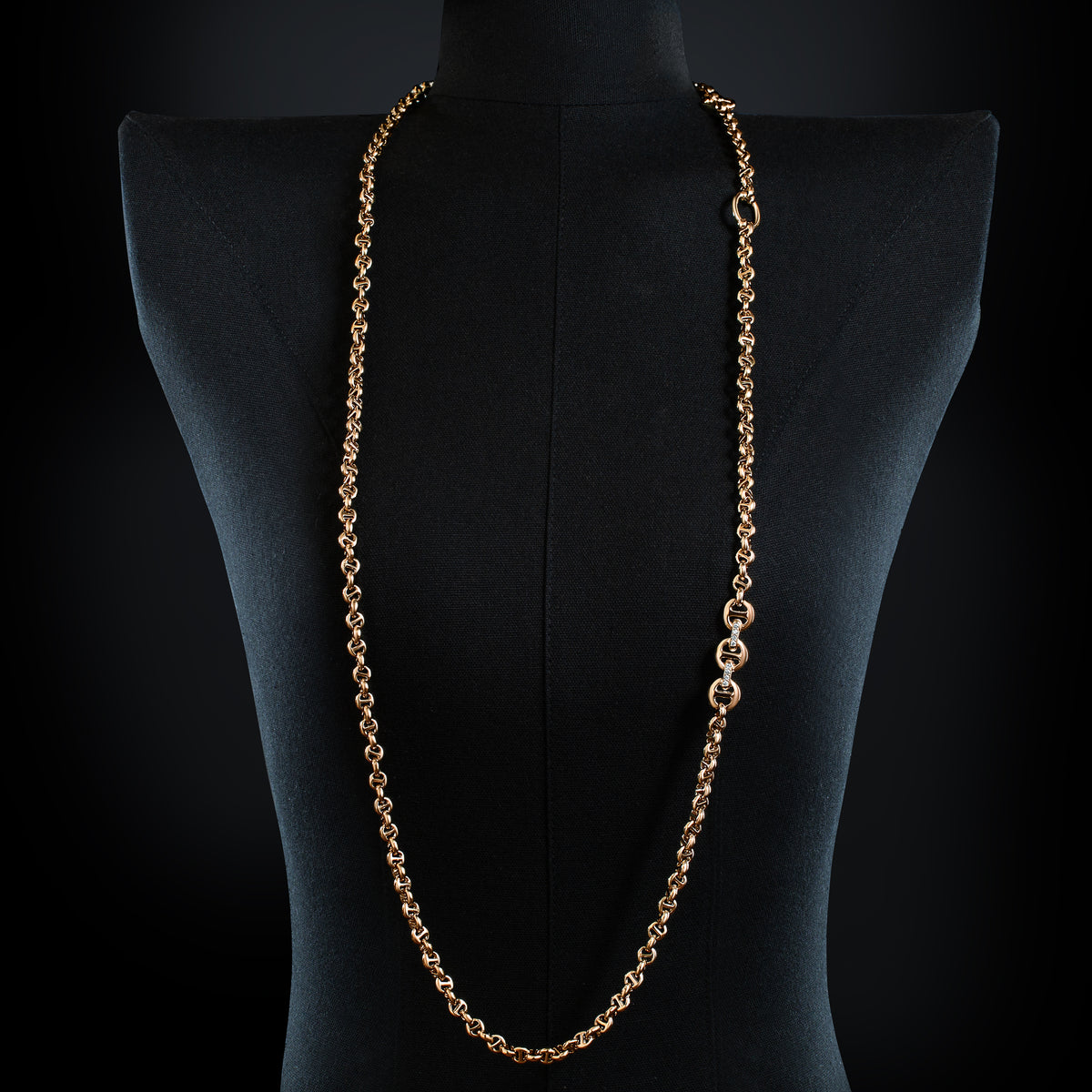 5mm Open-Link™ Necklace with Diamond Pendant - 42" in 18K rose gold