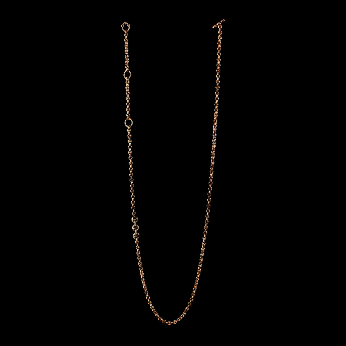 5mm Open-Link™ Necklace with Diamond Pendant - 42" in 18K rose gold, back view