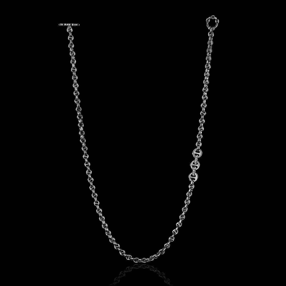 5mm Open-Link™ Necklace with Diamond Pendant - 26" in sterling silver by HOORSENBUHS®, back view