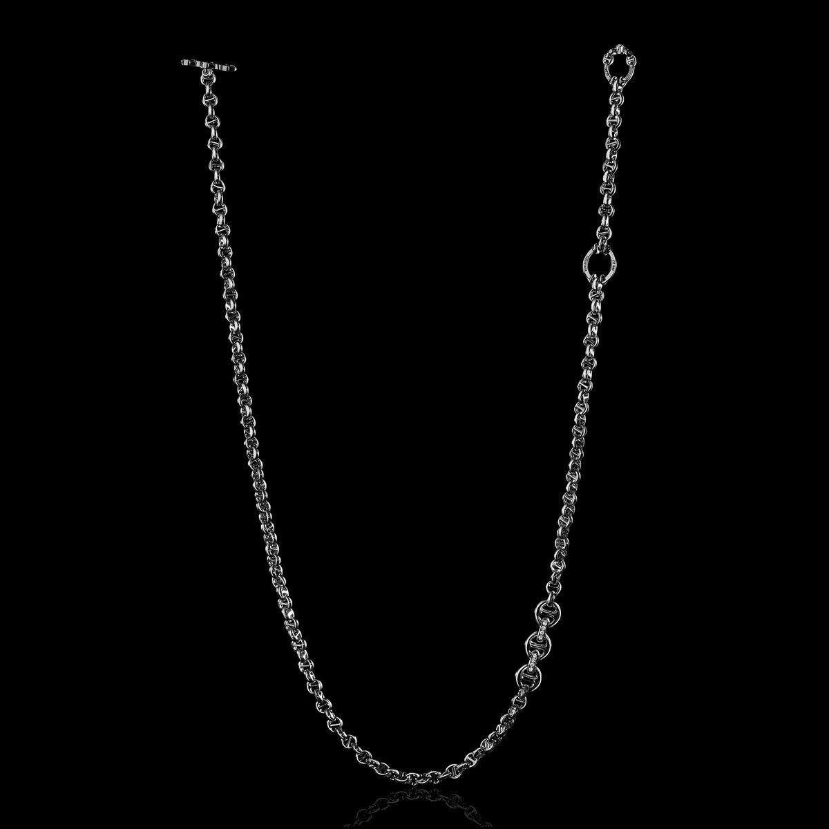 5mm Open-Link™ Necklace with Diamond Pendant - 30" in sterling silver by HOORSENBUHS®, back view