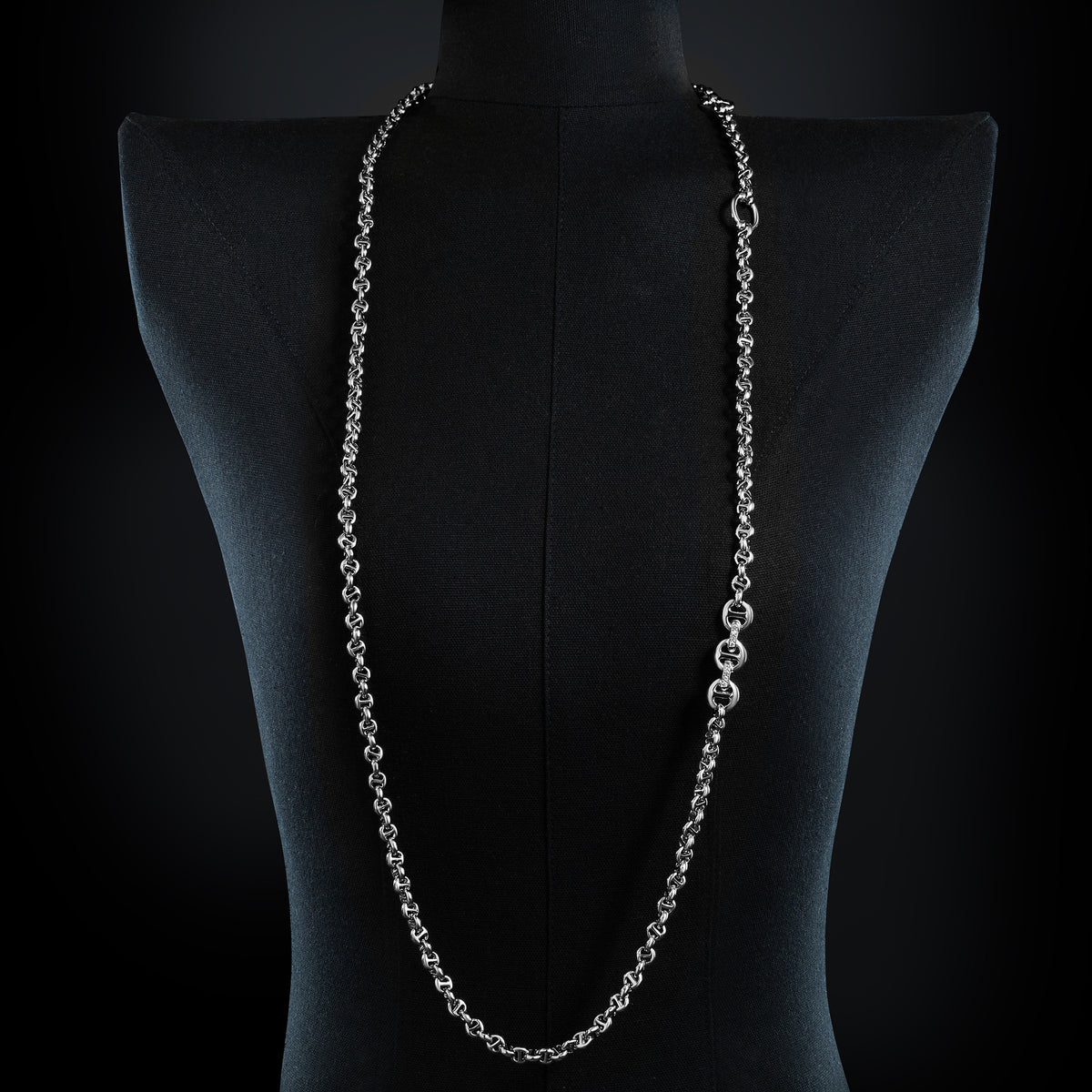5mm Open-Link™ Necklace with Diamond Pendant - 42" in sterling silver, view 2