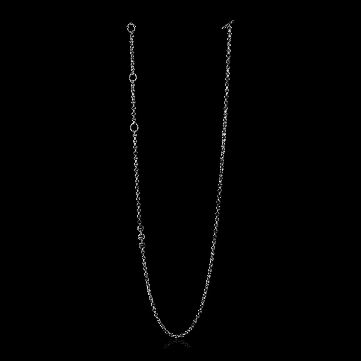 5mm Open-Link™ Necklace with Diamond Pendant - 42" in sterling silver by HOORSENBUHS®, back view