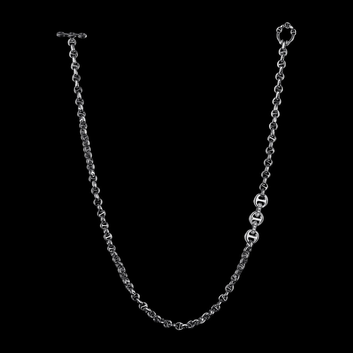 5mm Open-Link™ Necklace with Diamond Pendant - 22" in 18K white gold, back view
