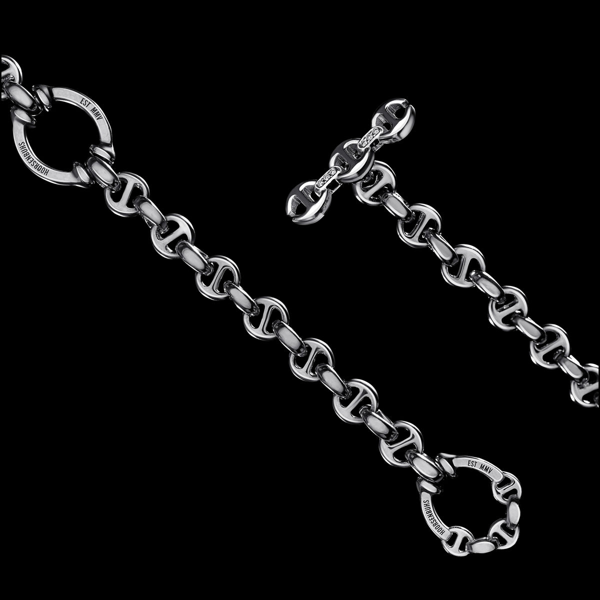 5mm Open-Link™ Necklace with Diamond Pendant - 42" in 18K white gold, toggle closure detail