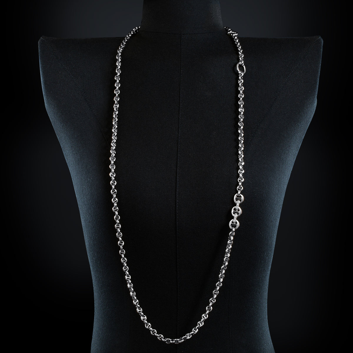 5mm Open-Link™ Necklace with Diamond Pendant - 42" in 18K white gold