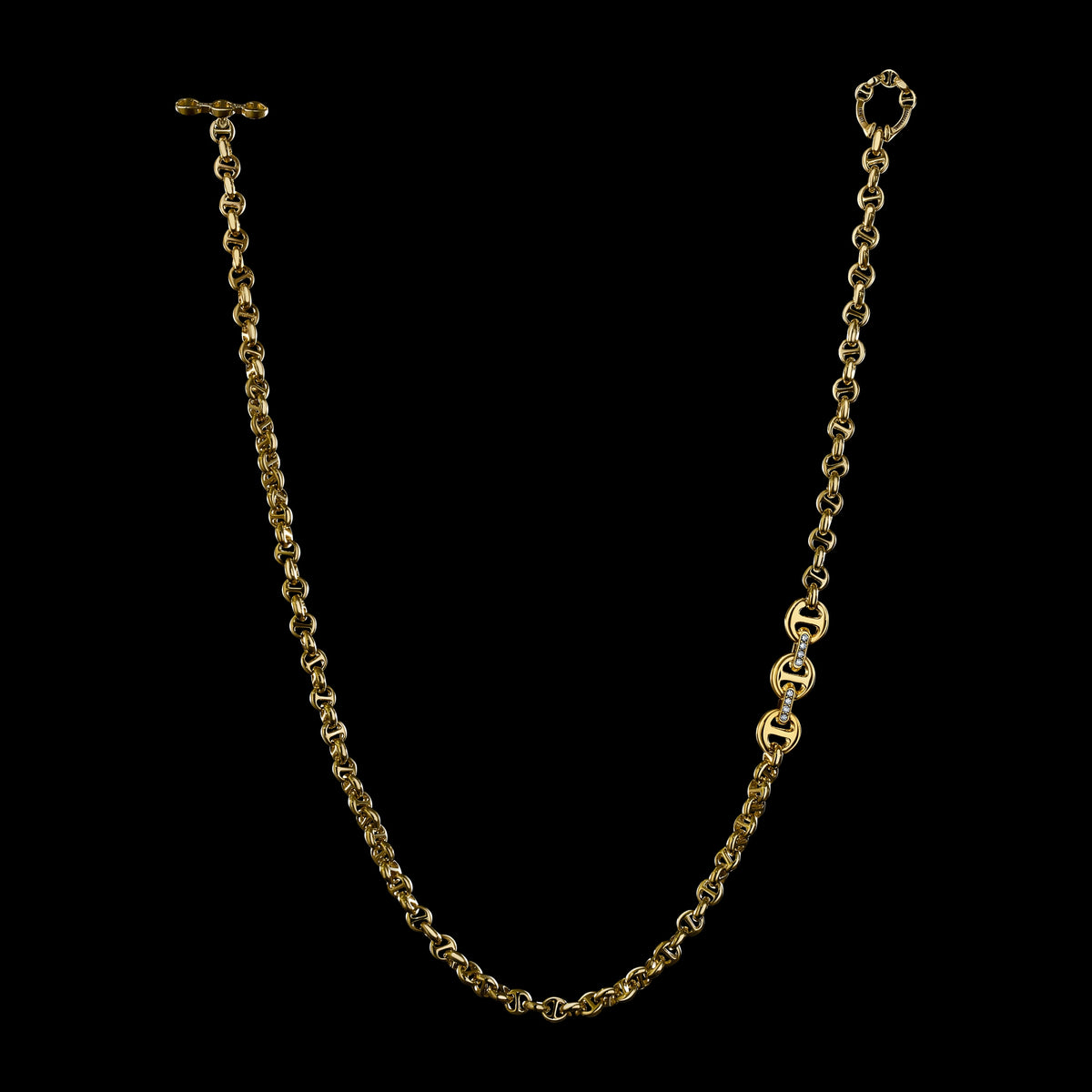 5mm Open-Link™ Necklace with Diamond Pendant - 22" in 18K yellow gold by HOORSENBUHS®, back view