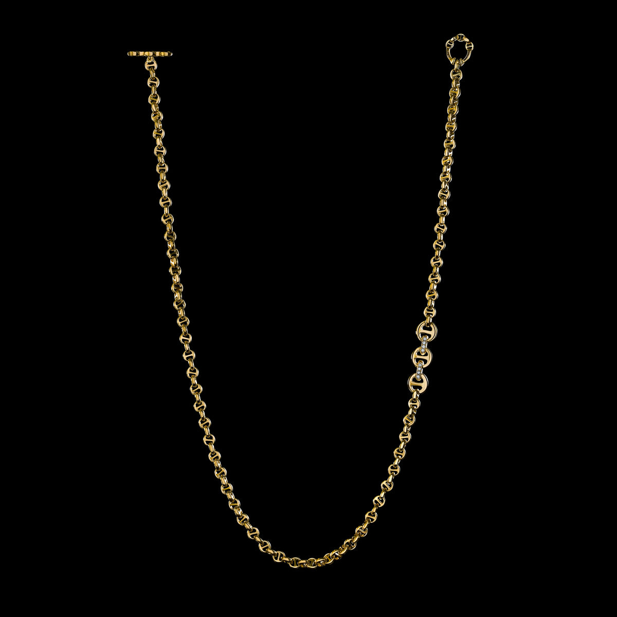 5mm Open-Link™ Necklace with Diamond Pendant - 26" in 18K yellow gold by HOORSENBUHS®, back view