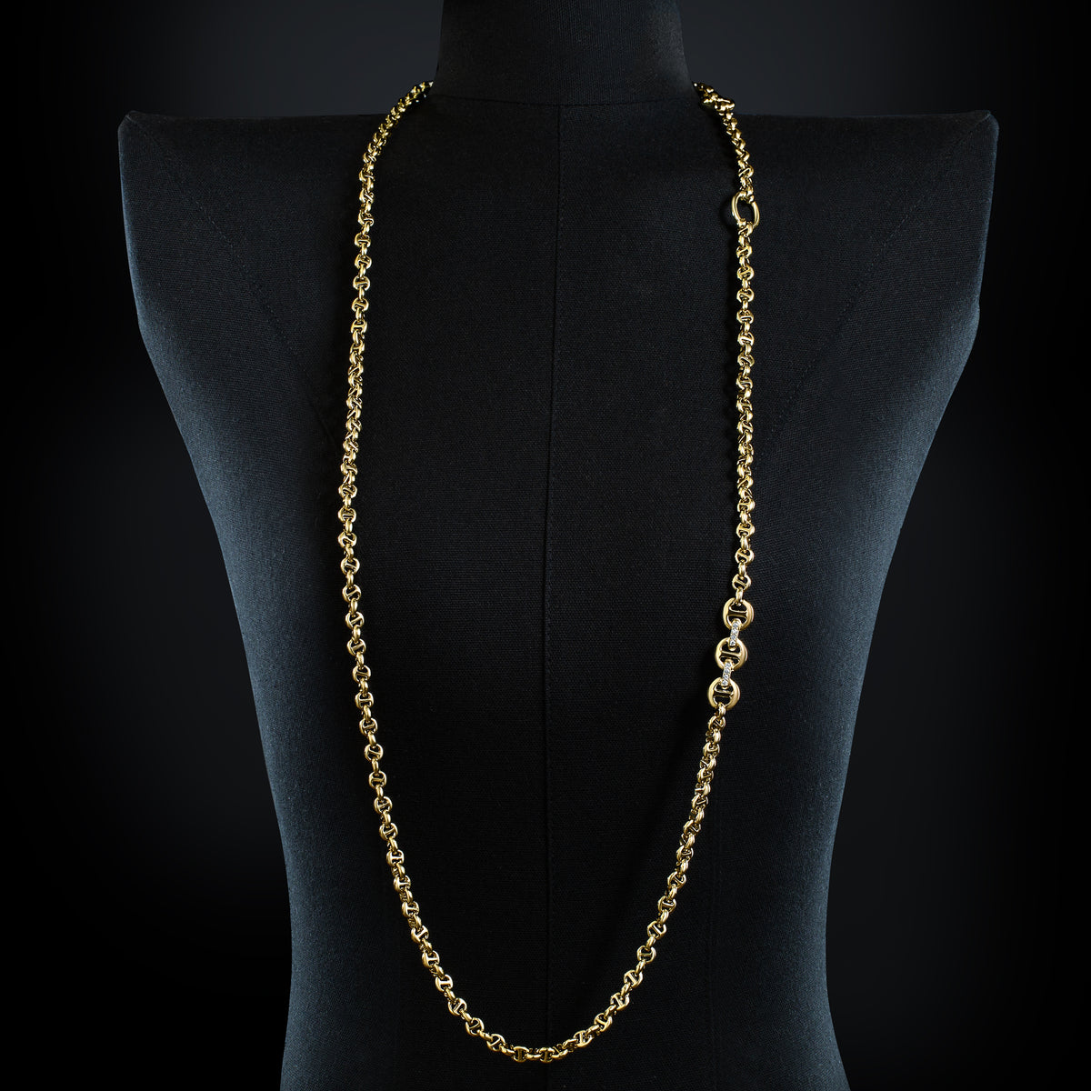 5mm Open-Link™ Necklace with Diamond Pendant - 42" in 18K yellow gold