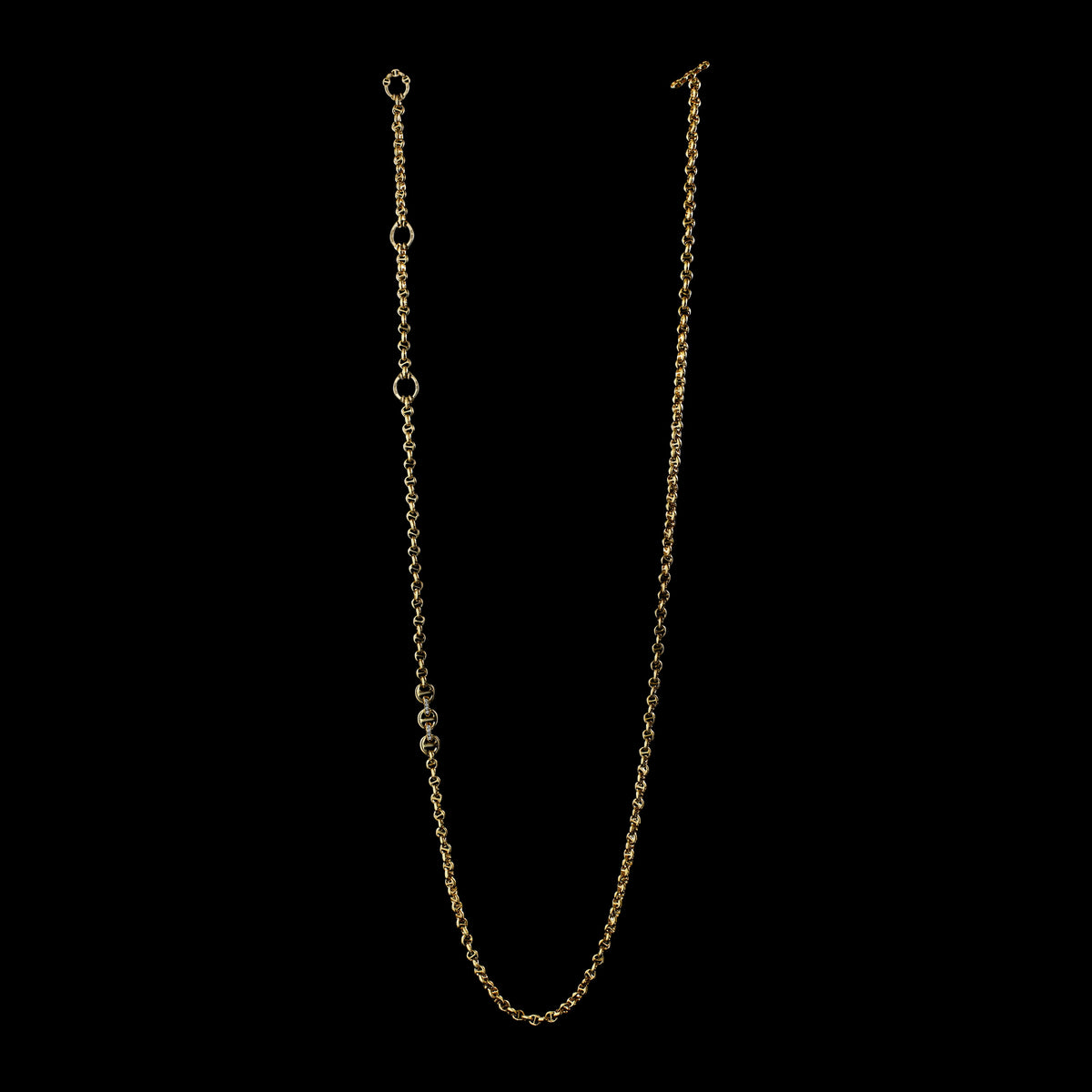5mm Open-Link™ Necklace with Diamond Pendant - 42" in 18K yellow gold by HOORSENBUHS®, back view
