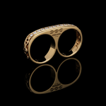 Double Barrel Knuckle with Diamonds ring in 18K gold by HOORSENBUHS®