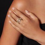 Quad Link Antiquated ring in 18K rose gold, detail