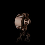 Brute Classic Tri-Link Monogram with Diamonds ring in 18K rose gold, upright view