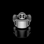 Brute Classic Tri-Link Monogram with Diamonds ring in sterling silver by HOORSENBUHS®