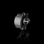 Brute Classic Tri-Link Monogram with Diamonds ring in 18K white gold, upright view