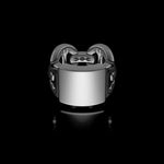 Quad Link Monogram ring in sterling silver by HOORSENBUHS®