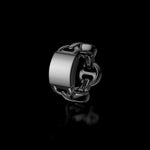 Brute Classic Tri-Link Monogram ring in sterling silver, upright view