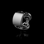 Quad Link Monogram ring in sterling silver, upright view