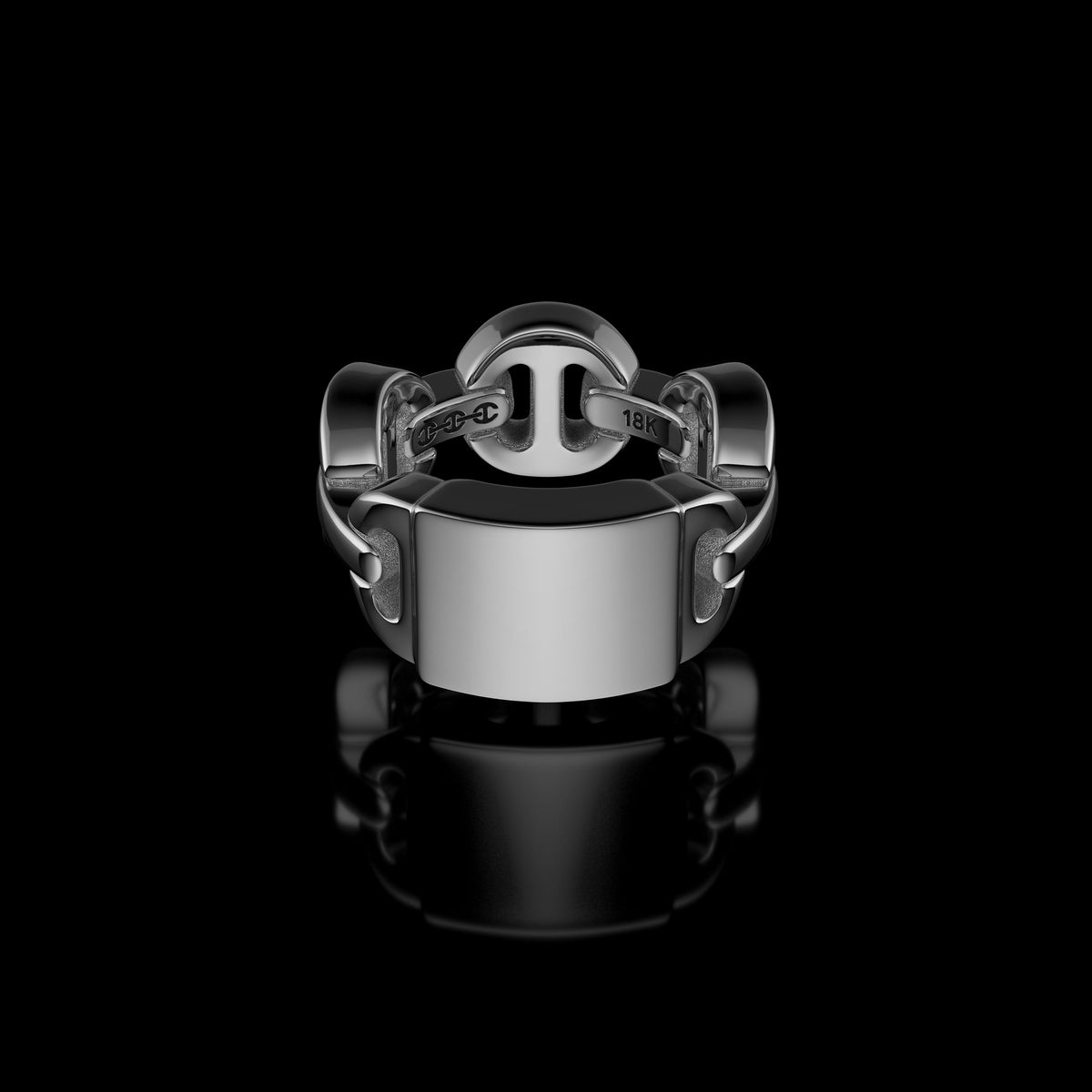 Brute Classic Tri-Link Monogram ring in 18K white gold