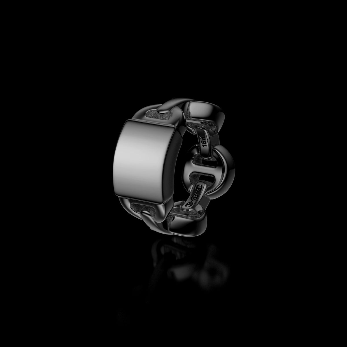 Brute Classic Tri-Link Monogram ring in 18K white gold, upright view