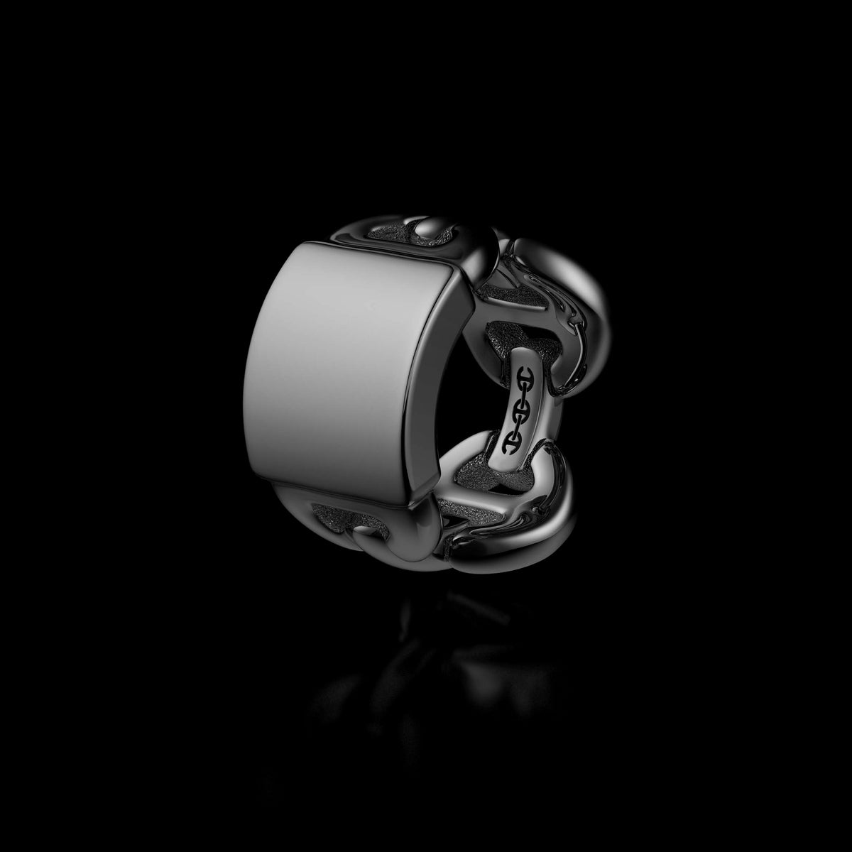 Quad Link Monogram ring in 18K white gold, upright view