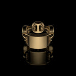 Brute Classic Tri-Link Monogram ring in 18K yellow gold by HOORSENBUHS®
