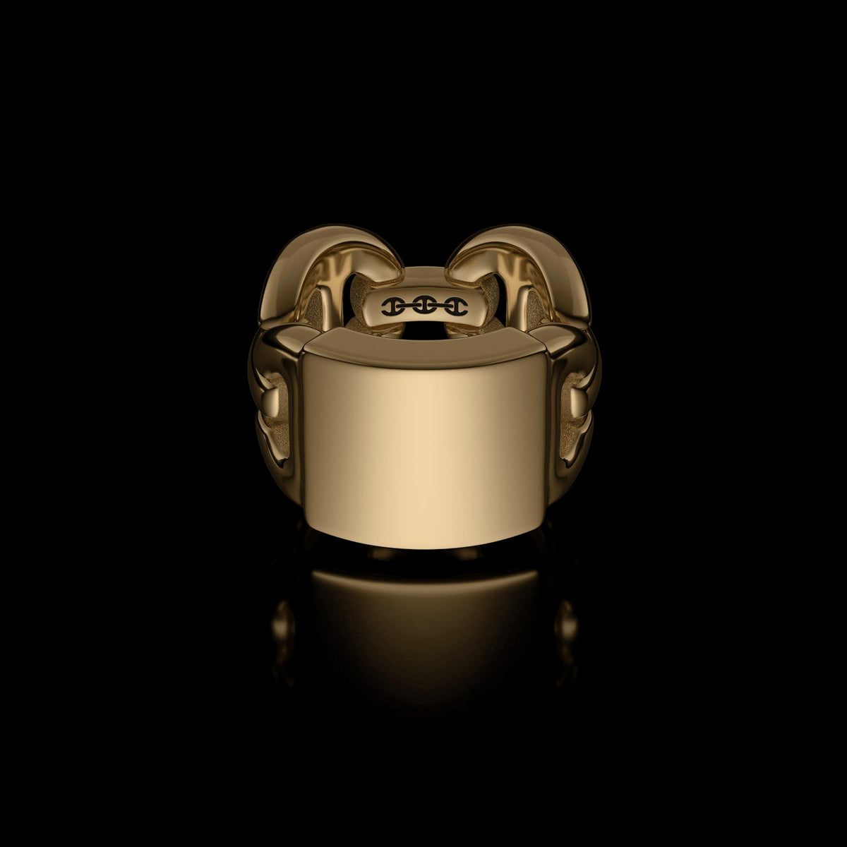 Quad Link Monogram ring in 18K yellow gold by HOORSENBUHS®