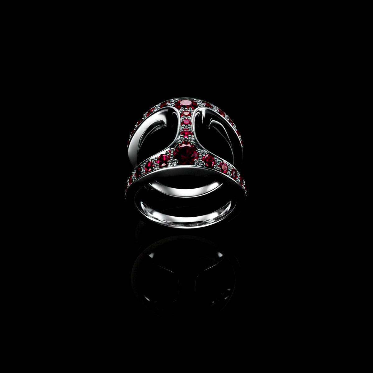 Brute Phantom with Rubies ring in 18K gold, view 2