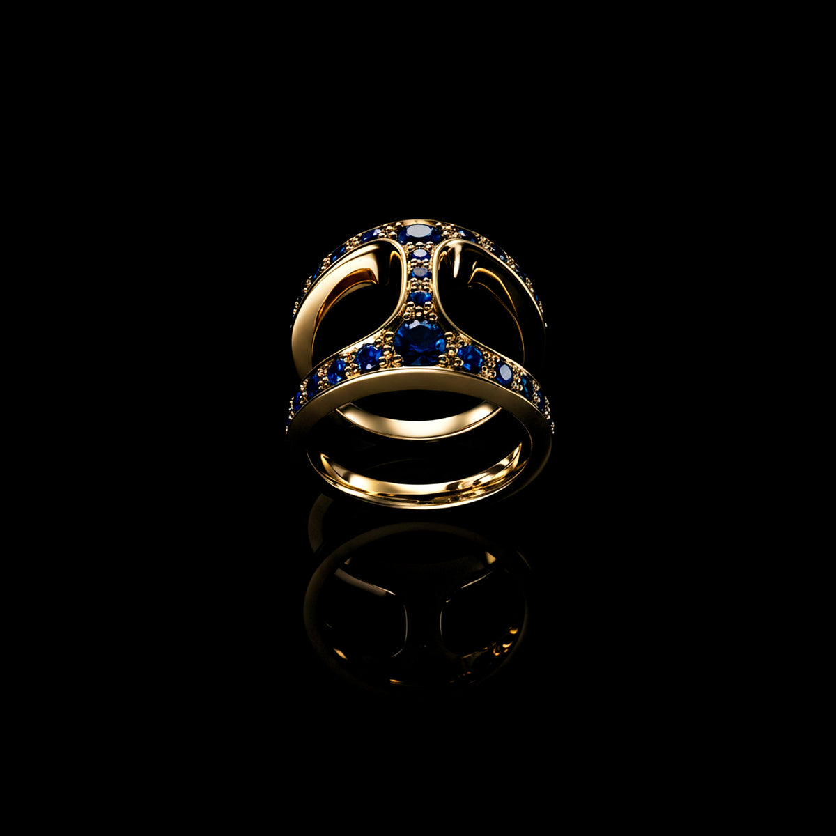 Brute Phantom with Sapphires ring in 18K gold by HOORSENBUHS®